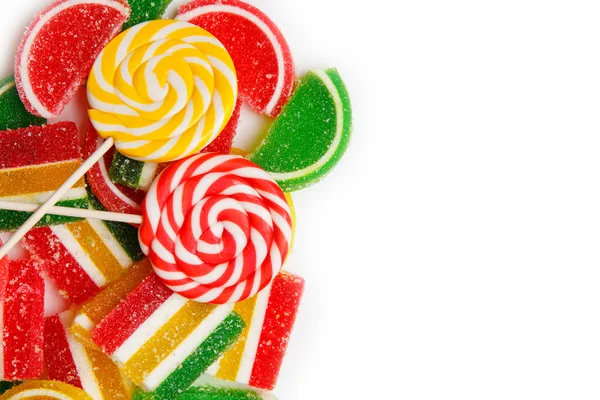 Многие яркие цвета желе конфеты, сладости с сахаром вкусно, как Jujube и леденцы. copy spase — стоковое фото