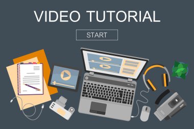Düz tasarım afiş için video baskı.