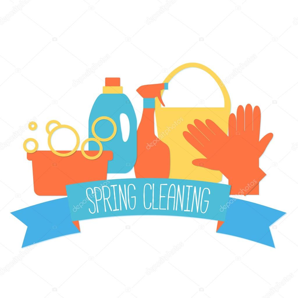 Flat design logo for cleaning service isolated on white. Vector illustration.