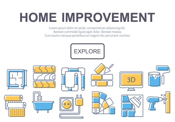 Concept de page de site de titre ou bannière pour l'amélioration de la maison — Image vectorielle