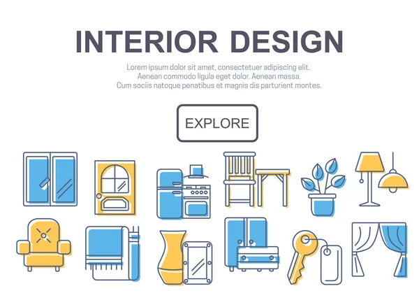 标题网站页面或横幅为室内设计的概念. — 图库矢量图片