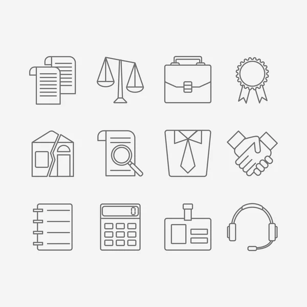 Conjunto vectorial de iconos modernos de línea plana para bufete de abogados . — Vector de stock