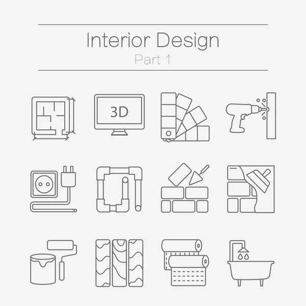 การออกแบบไอคอนของ Interor — ภาพเวกเตอร์สต็อก