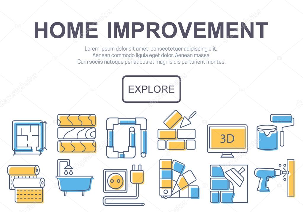 Concept of title site page or banner for home improvement