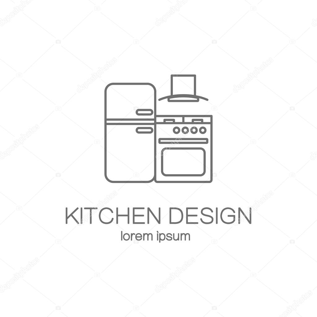 Kitchen design line icon web logotype design templates. Modern easy to edit logo template. Vector logo design series.