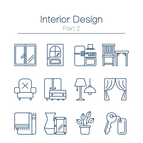 Interor desig iconos aislados — Archivo Imágenes Vectoriales