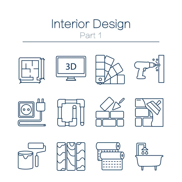 Interor desig icons isolated — Stock Vector