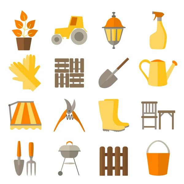 Flat design set of gardening tool icons — Stock Vector