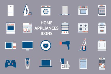 Düz tasarım ev aletleri Icons set.