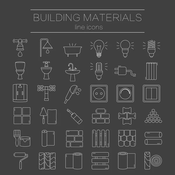 Conjunto de iconos de línea para bricolaje, construcción, materiales de construcción . — Archivo Imágenes Vectoriales