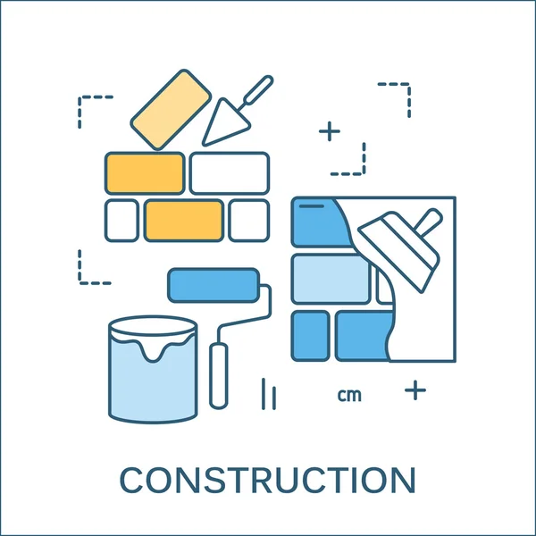 Tenká linie byt konstrukce stavebních nástrojů — Stockový vektor