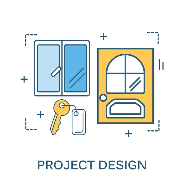 Diseño plano de línea delgada de herramientas de construcción — Vector de stock