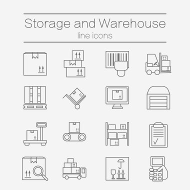 Storage line icons. clipart