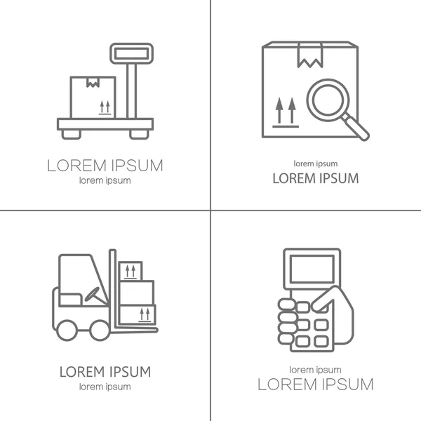 Logos de stock d'entrepôt et de stockage industriel — Image vectorielle