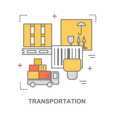 İnce çizgi düz tasarım afiş için ulaşım