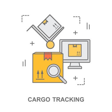 İnce çizgi düz tasarım afiş kargo izleme için