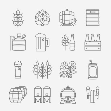 Icons set hattı bira ve bira fabrikası
