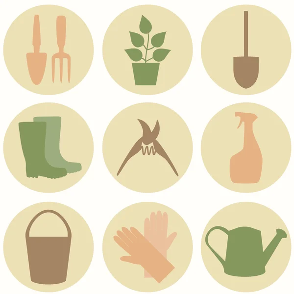 Conjunto de diseño plano de iconos de herramientas de jardinería aislados sobre fondo blanco . — Vector de stock