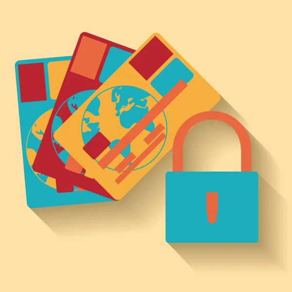 平面设计的矢量信用卡保护概念图标 — 图库矢量图片