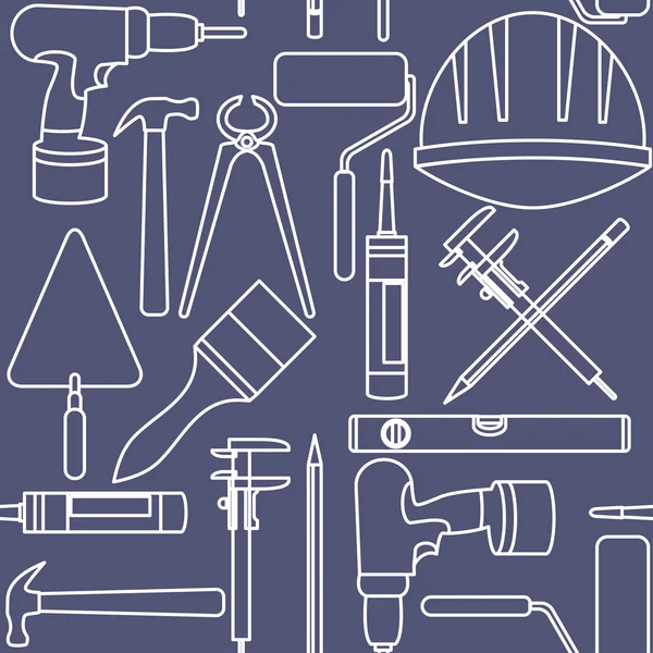 Diseño plano. Patrón inconsútil de iconos gráficos de reparación de casas — Archivo Imágenes Vectoriales