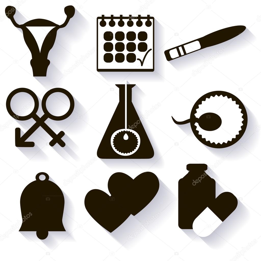 Vector set of icons for menstrual period and the date of conception optimal