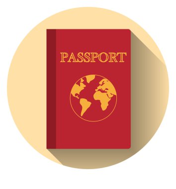 düz tasarım vektör pasaport ile harita izole