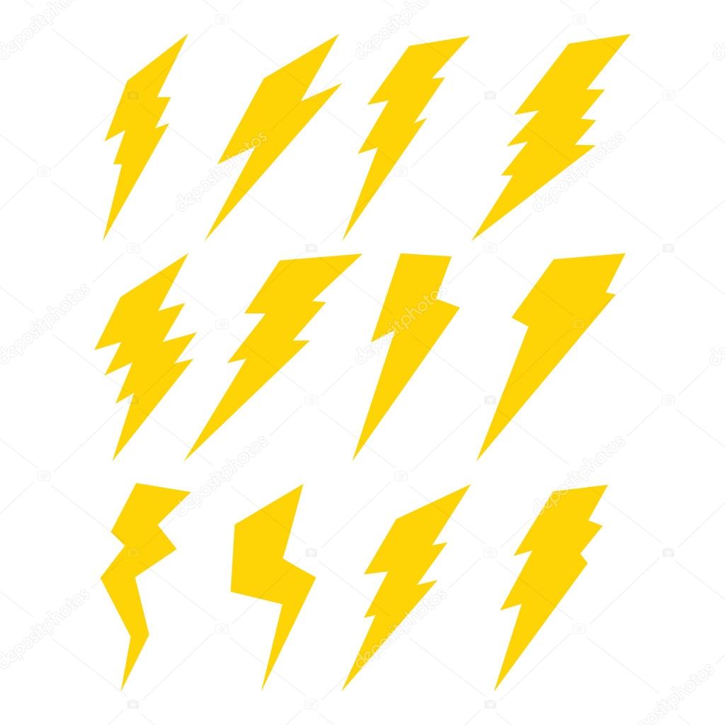 Lightning set isolated on white background