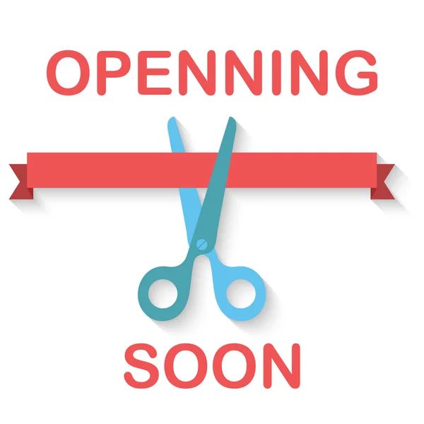 makas kesim kırmızı kurdele düz tasarımı. vektör çizim