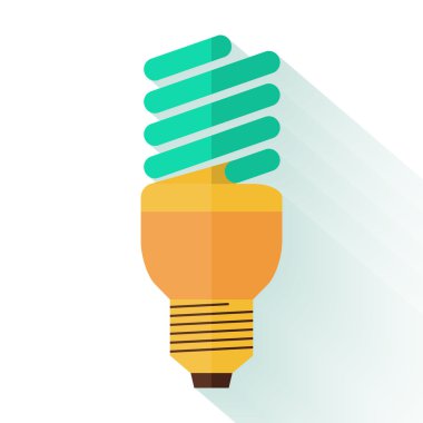 Enerji tasarruflu lamba simgesi düz tasarımı. Logo kavramı. Vektör çizim.