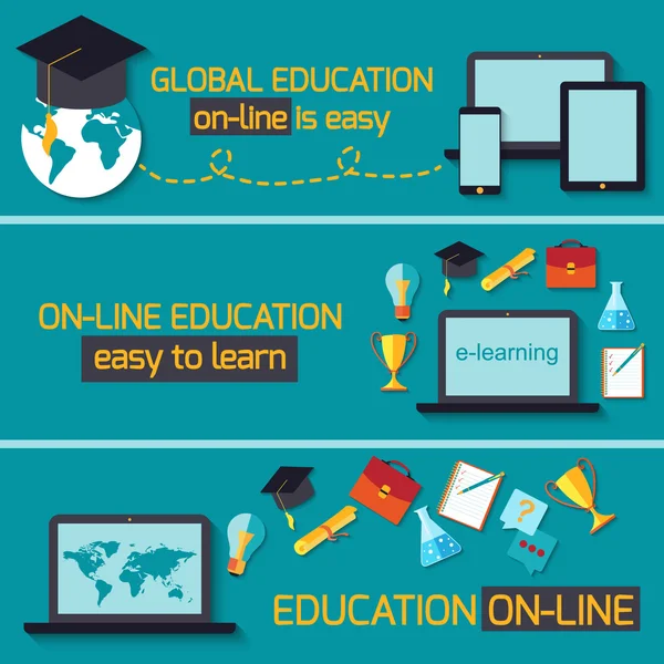 Концепция плоского дизайна для онлайн образования . — стоковый вектор