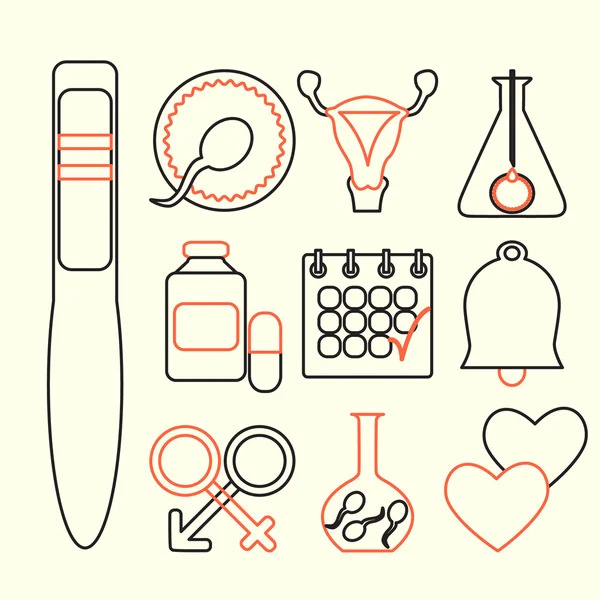 Diseño de línea, conjunto vectorial de iconos de fertilidad aislados sobre fondo blanco — Archivo Imágenes Vectoriales