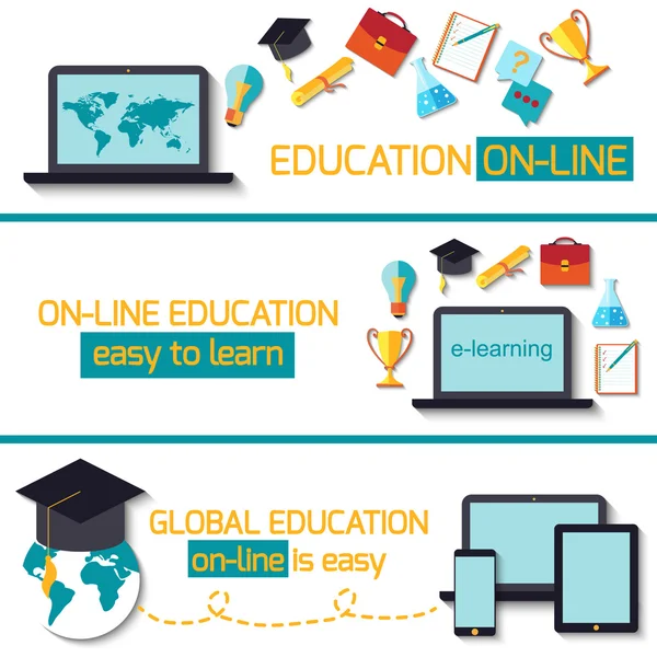 Concepto de banner web para la educación en línea . — Vector de stock