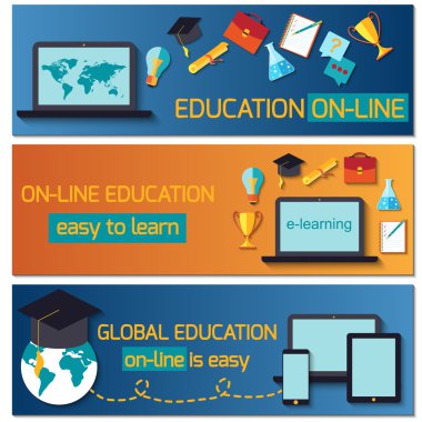 Online eğitim için Web afiş kavram.