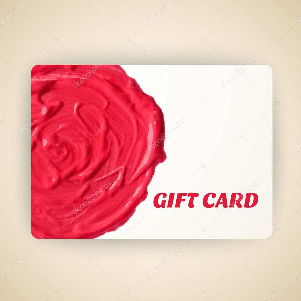 Vector illustration of decorated gift card with oil paint stain.