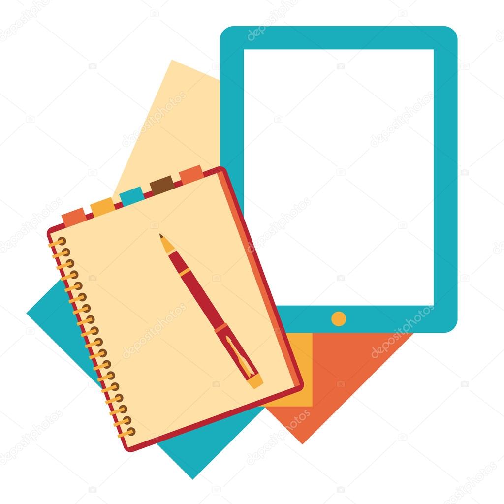 Flat design notepad, paper sheet.