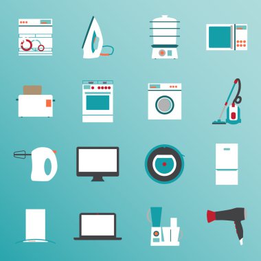 ev aletleri düz tasarım Icons set