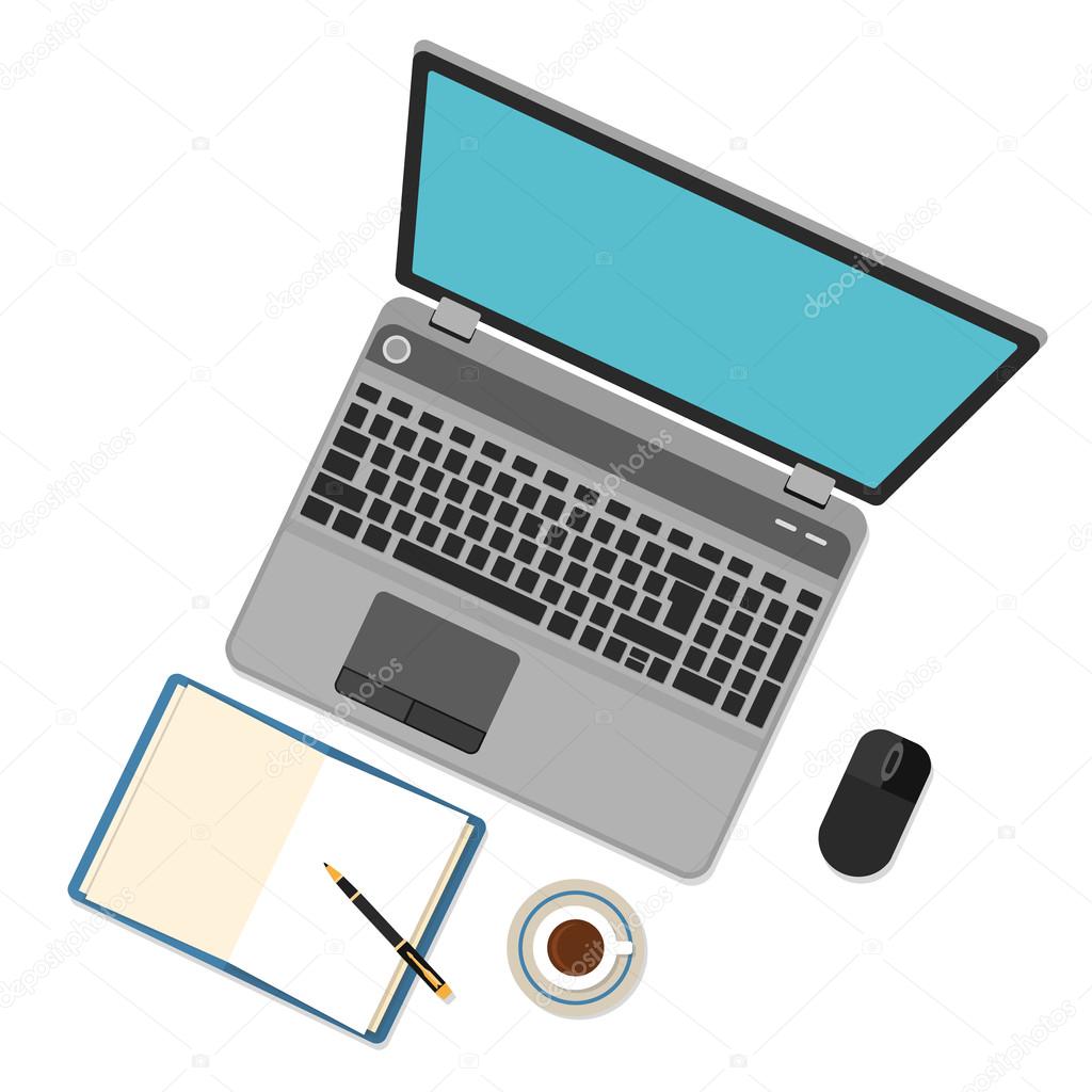 Flat design Laptop on table. — Stock Vector © Ciripasca 75841577