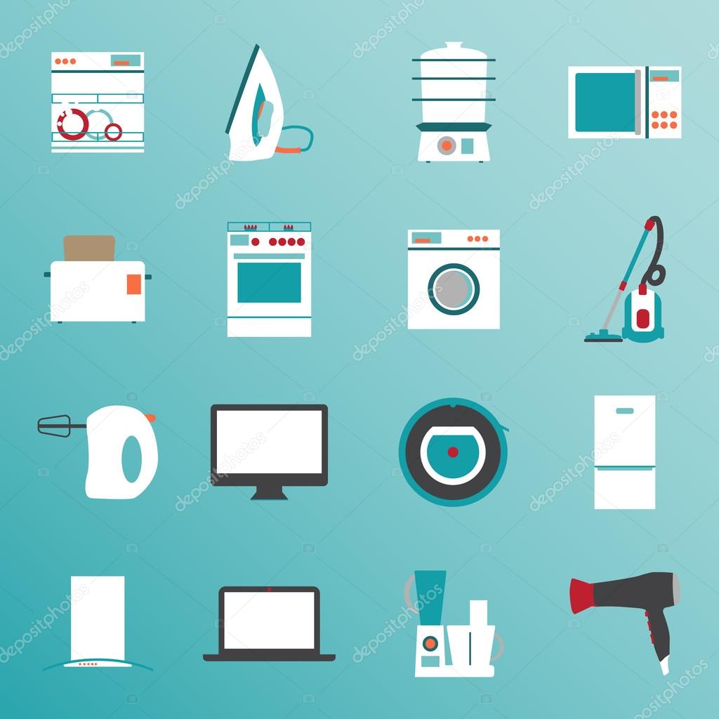 Set flat design icons of home appliances