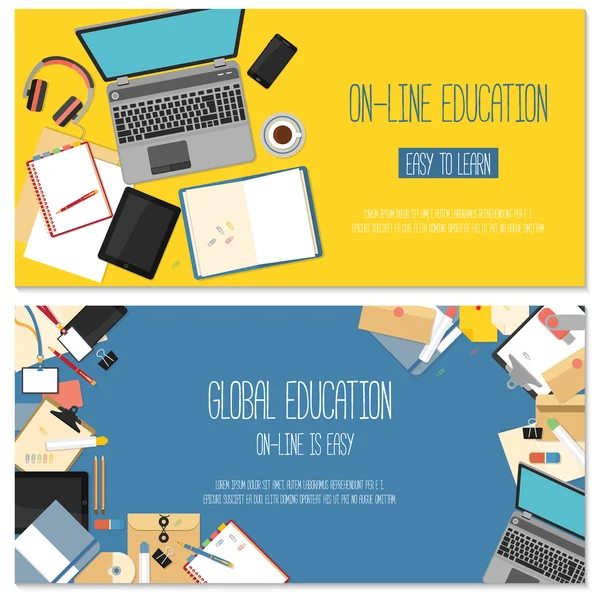 Konsep banner web untuk pendidikan daring . - Stok Vektor