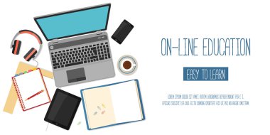Online eğitim için Web afiş kavram. 