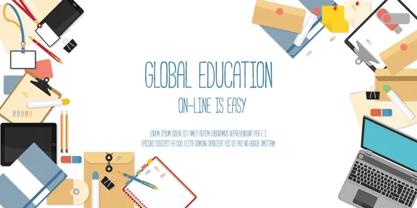 Online eğitim için Web afiş kavram. 