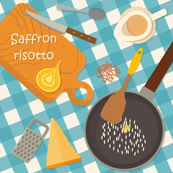 Düz tasarım geleneksel İtalyan mutfağı kare afiş — Stok Vektör