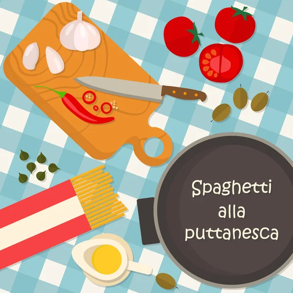 Banner quadrato di design piatto della cucina tradizionale italiana — Vettoriale Stock