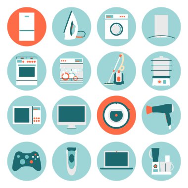 Ev aletleri modern düz tasarım Icons set.