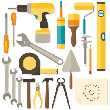 Vektör düz tasarımı DIY ve ev yenileme araçları.