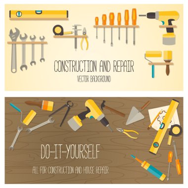 Vektör düz tasarımı DIY ve ev yenileme araçları.