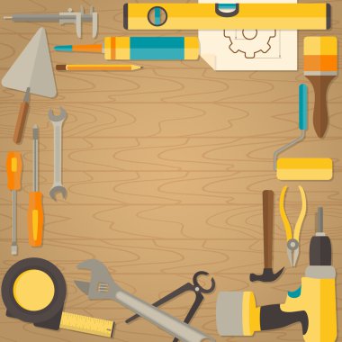 Vector flat design background with do-it-yourself tools clipart