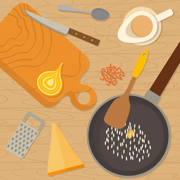 Banner cuadrado de diseño plano de la cocina tradicional italiana — Vector de stock