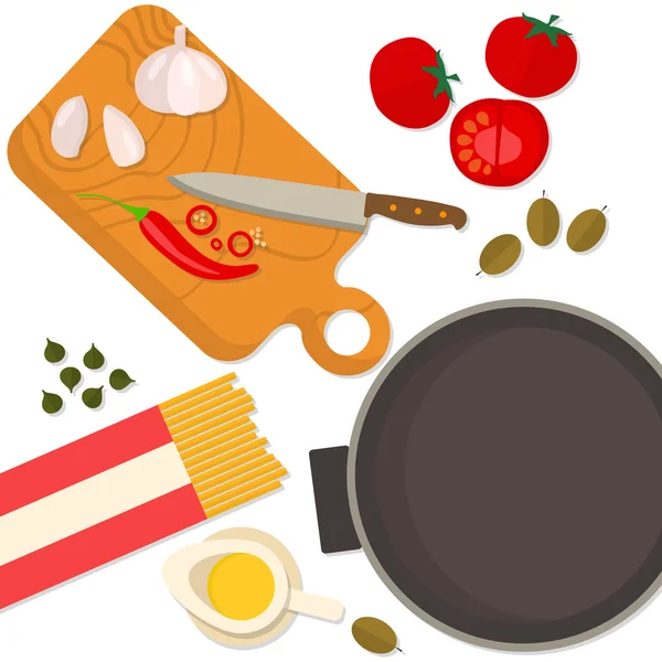 Banner quadrato di design piatto della cucina tradizionale italiana — Vettoriale Stock