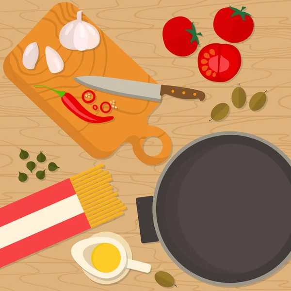 Banner cuadrado de diseño plano de la cocina tradicional italiana — Vector de stock